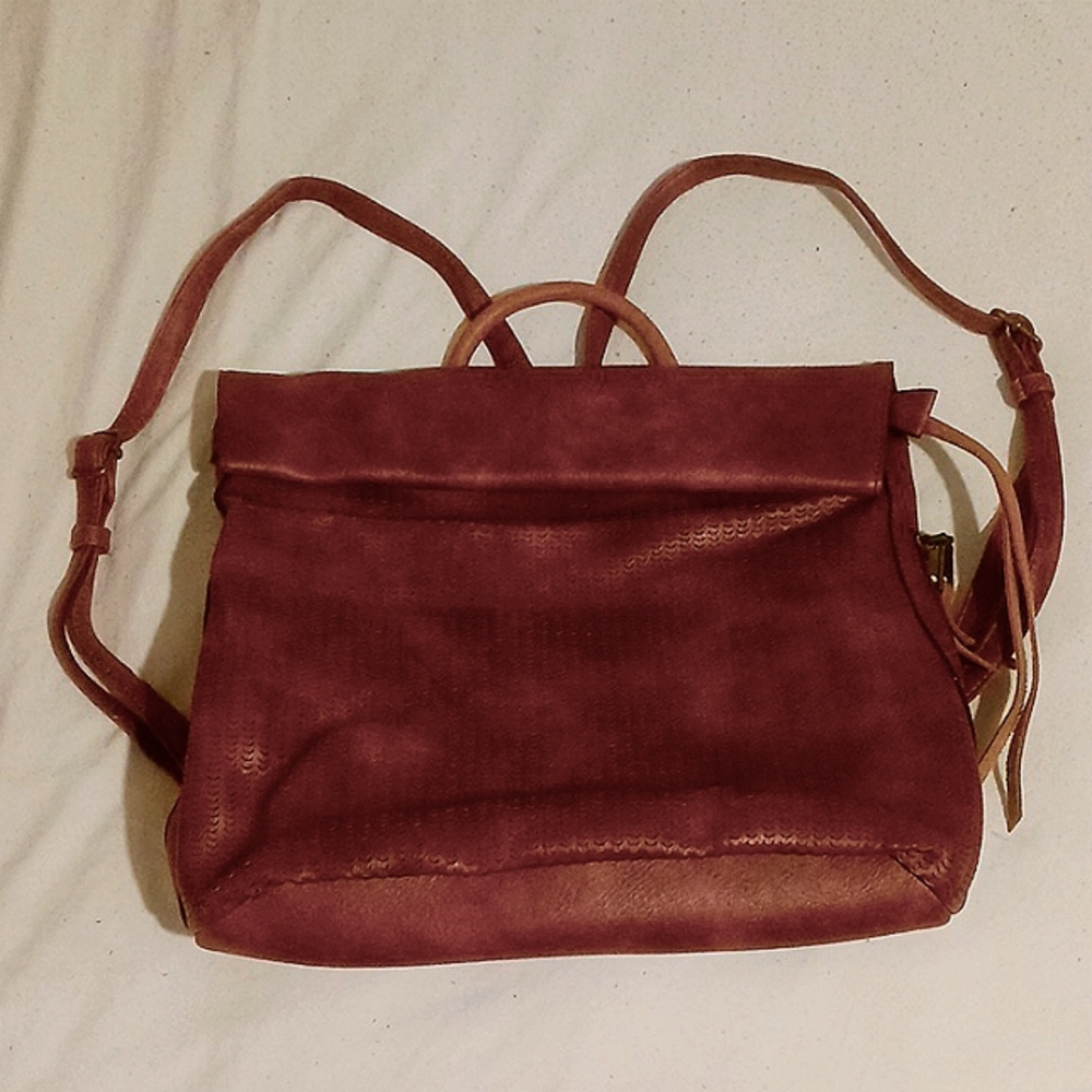 Chill X by Le Miel Maroon Leather Backpack Purse